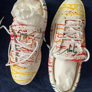 Giuseppe Zanotti Paint Splatter Leather Sneakers Size 40